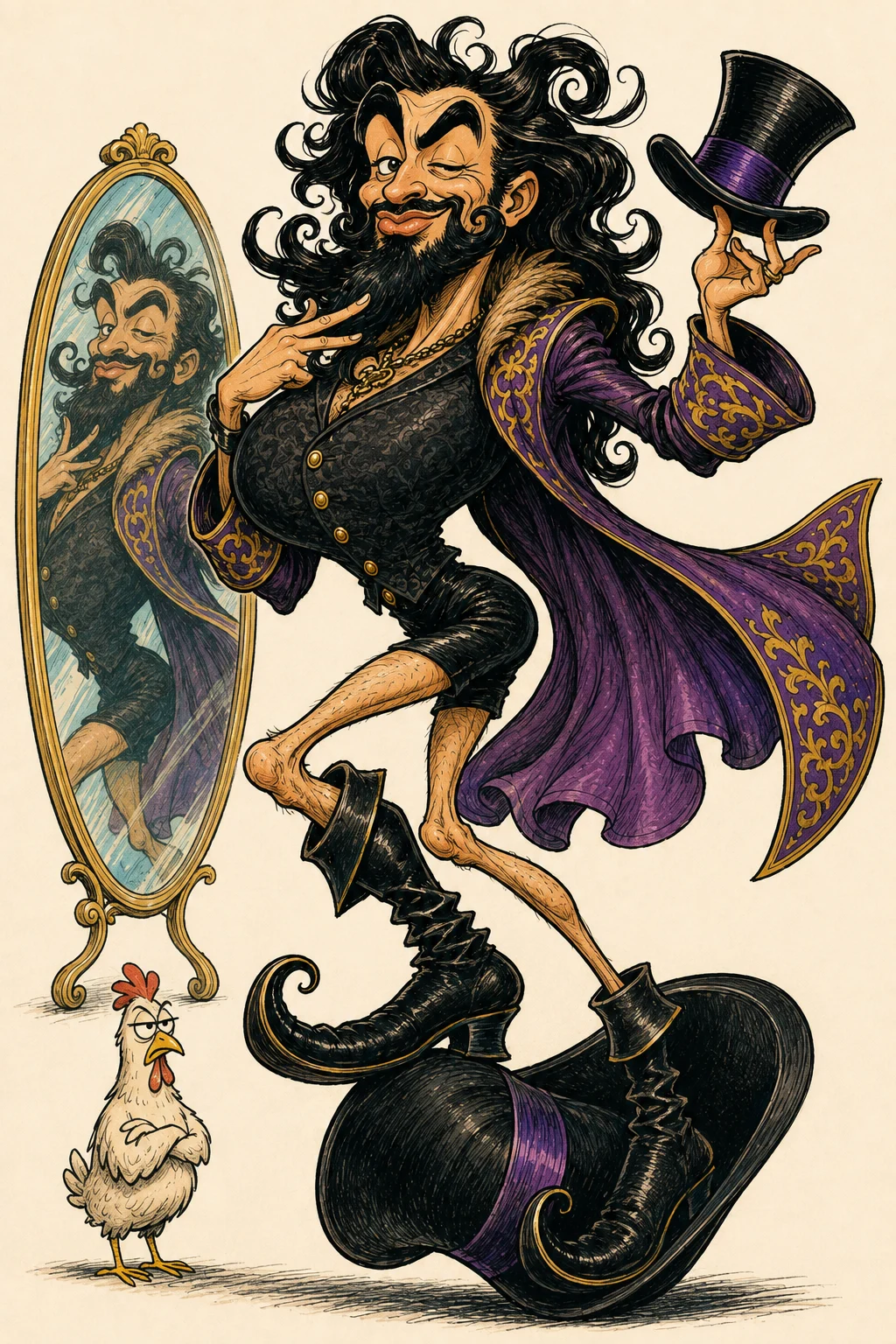 Attila demonstrates the load-bearing hat. Removing it would return one item of clothing and considerably reduce the posing.